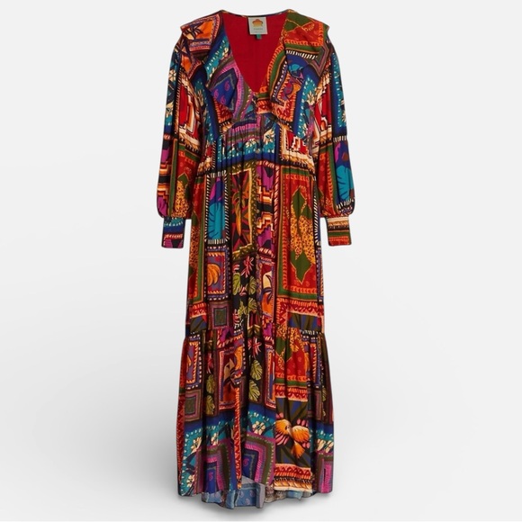 FARM Rio Patchwork Tapestry Ankle Dress (XS/S) NWT - Picture 2 of 11